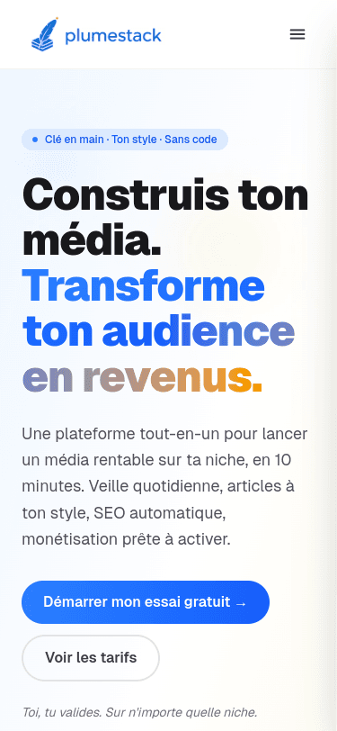 Capture mobile de Plumestack