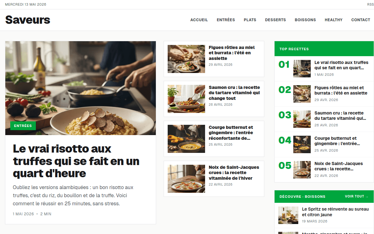 Capture desktop de Saveurs