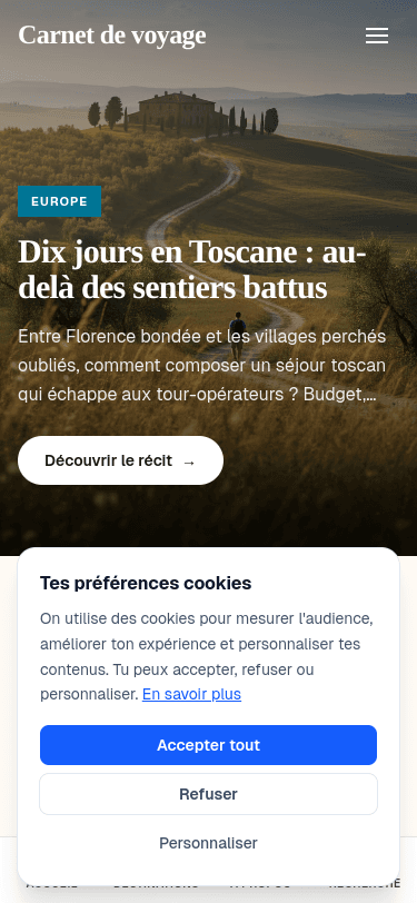 Capture mobile de Carnet de voyage
