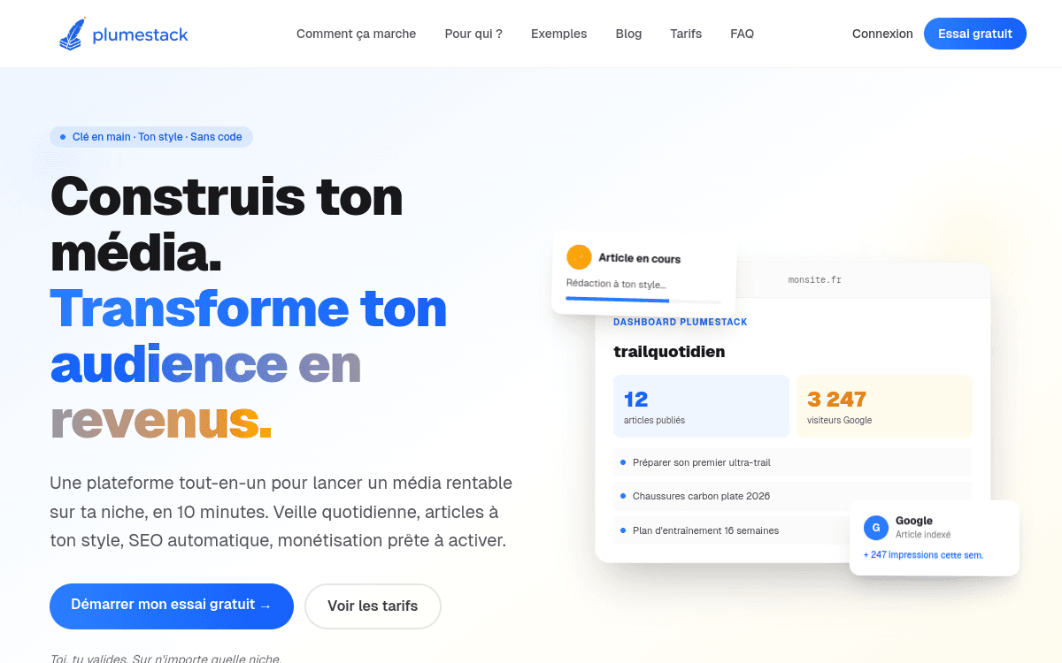 Capture desktop de Plumestack